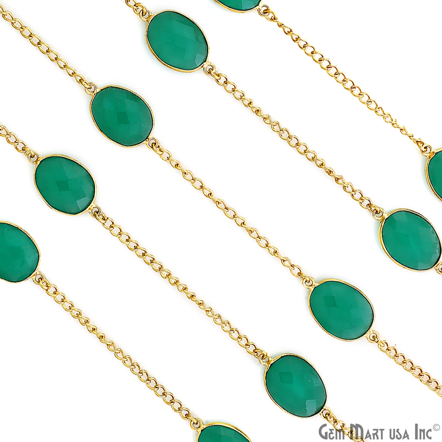 Aqua Chalcedony 10-15mm Gold Plated Link Bezel Connector Chain