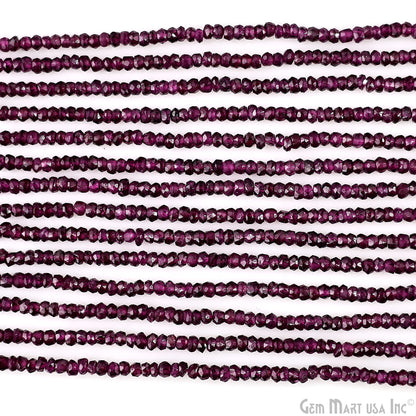 Rhodolite Rondelle Beads, 12.5 Inch Gemstone Strands, Drilled Strung Nugget Beads, Faceted Round, 3-4mm