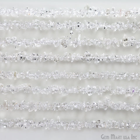 Crystal Chip Beads, 34 Inch, Natural Chip Strands, Drilled Strung Nugget Beads, 3-7mm, Polished, GemMartUSA (CHCY-70001)