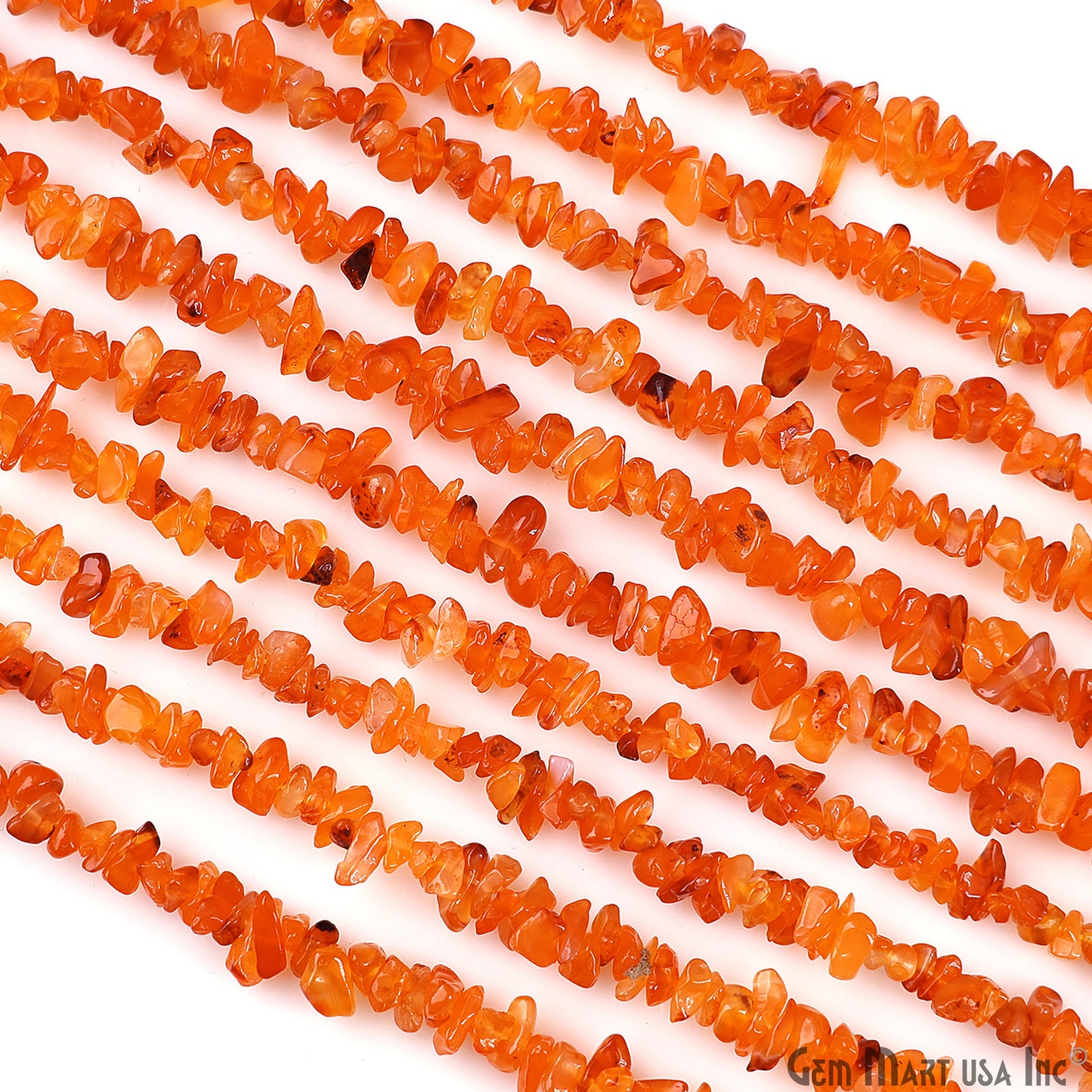 Carnelian Chip Beads, 34 Inch, Natural Chip Strands, Drilled Strung Nugget Beads, 3-7mm, Polished, GemMartUSA (CHCN-70001)