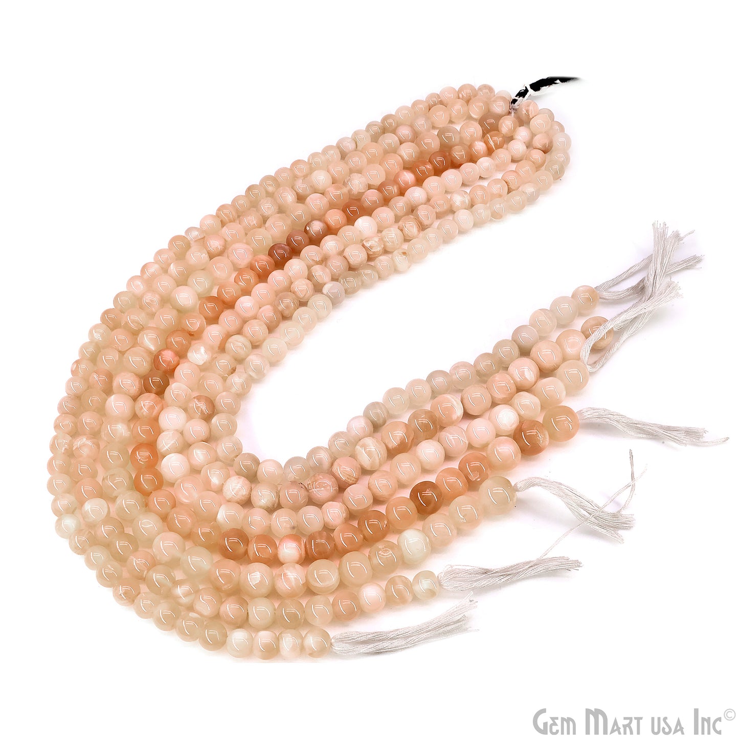 Cream Moonstone Smooth Round Drilled Beads 5-7mm Waist Beads, Rondelle Bead Strand 13 Inch