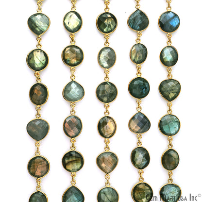 Labradorite Mix Shape 10-15mm Gold Plated Continuous Connector Chain