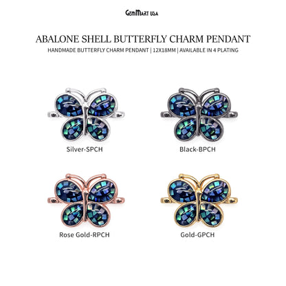 Abalone Shell Butterfly Charm Pendant 12x18mm Double Bail Bracelet Charm Jewelry GemMartUSA