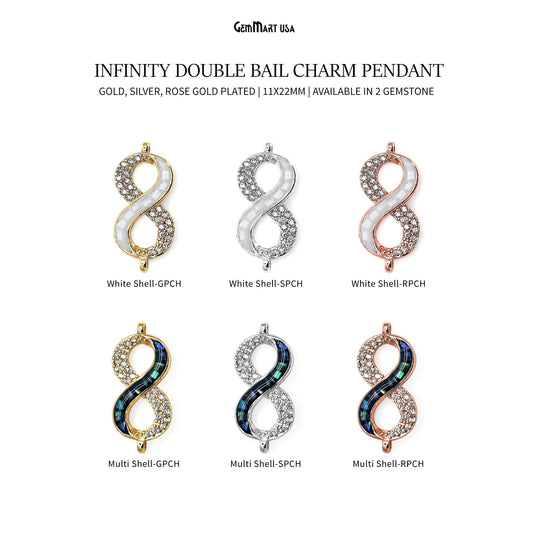 Infinity Charm Pendant 11x22mm Double Bail Bracelet Charm Jewelry GemMartUSA