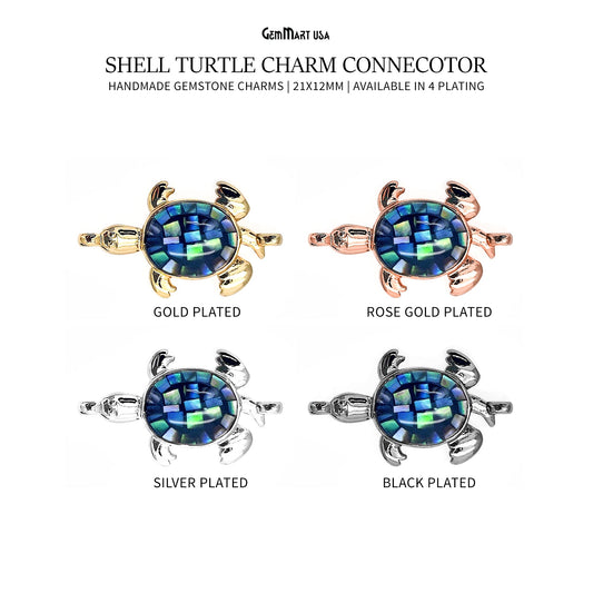 Shell Turtle Charm Connector 21x12mm Tortoise Connector Pendant Charm GemMartUSA