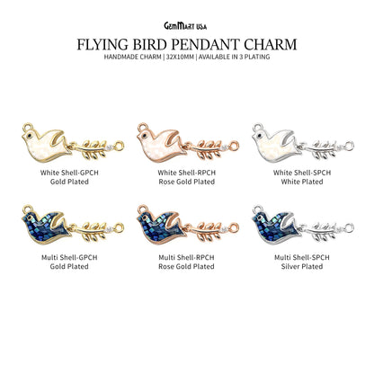 Flying Bird Pendant Charm 32x10mm Bird Necklace Charm Jewelry GemMartUSA