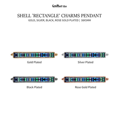 Multi Shell Rectangle 38x5mm Double Bar Pendant Connector Charm Jewelry GemMartUSA