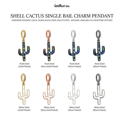Shell Cactus Charm Pendant 30x12mm Single Bail Bracelet Charm Jewelry GemMartUSA