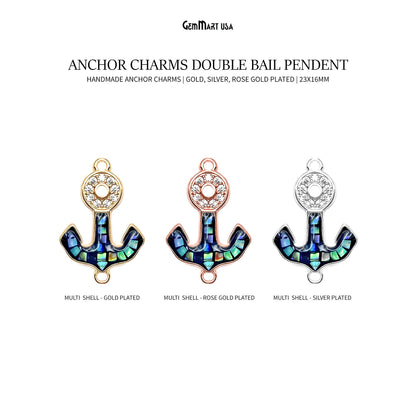 Anchor Charms, Micro Pave Anchor, Anchor Beads, Anchor Jewelry, CZ Beads 23x16mm, Charm Jewelry GemMartUSA