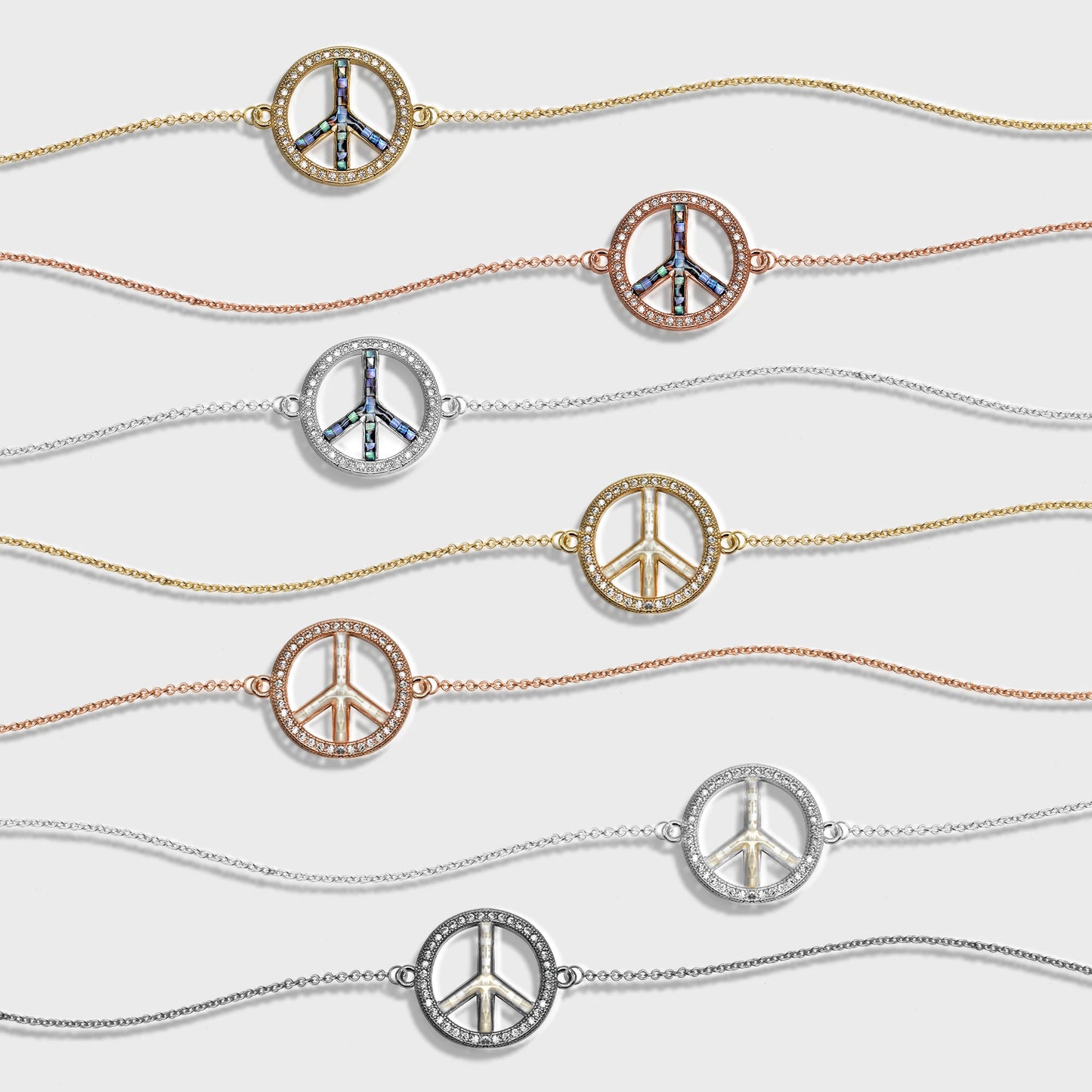 Peace Shape 18mm Cubic Zircon Round Double Bail Connector Pendant Charm Jewelry GemMartUSA