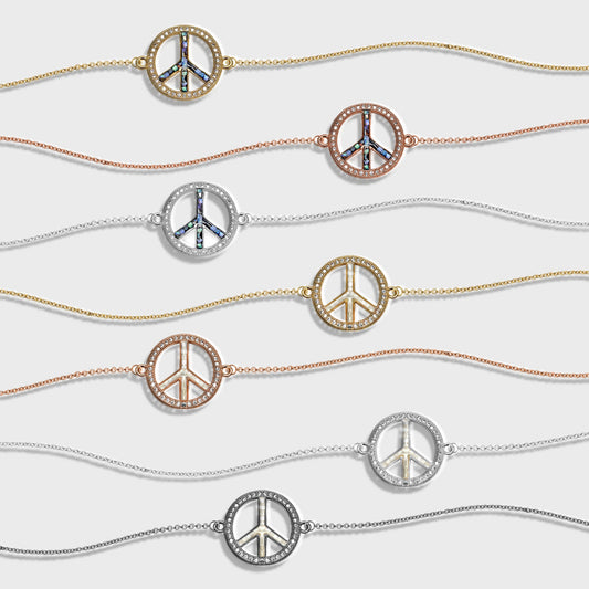 Peace Shape 18mm Cubic Zircon Round Double Bail Connector Pendant Charm Jewelry GemMartUSA