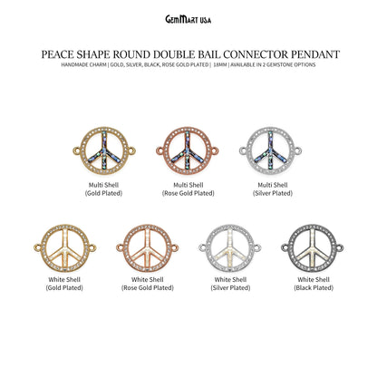 Peace Shape 18mm Cubic Zircon Round Double Bail Connector Pendant Charm Jewelry GemMartUSA