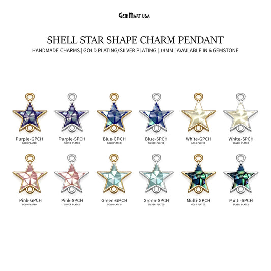 Shell Star Shape 12x11mm Double Bail Connector Charm Jewelry GemMartUSA
