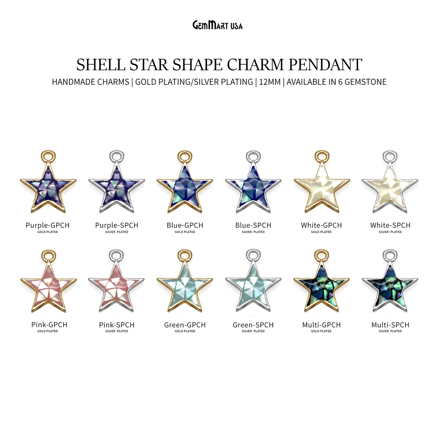 Shell Star Shape 12mm Single Bail Connector Charm Jewelry GemMartUSA
