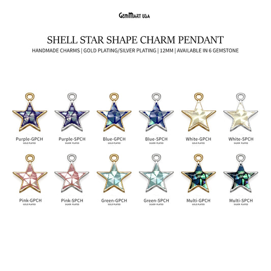Shell Star Shape 12mm Single Bail Connector Charm Jewelry GemMartUSA