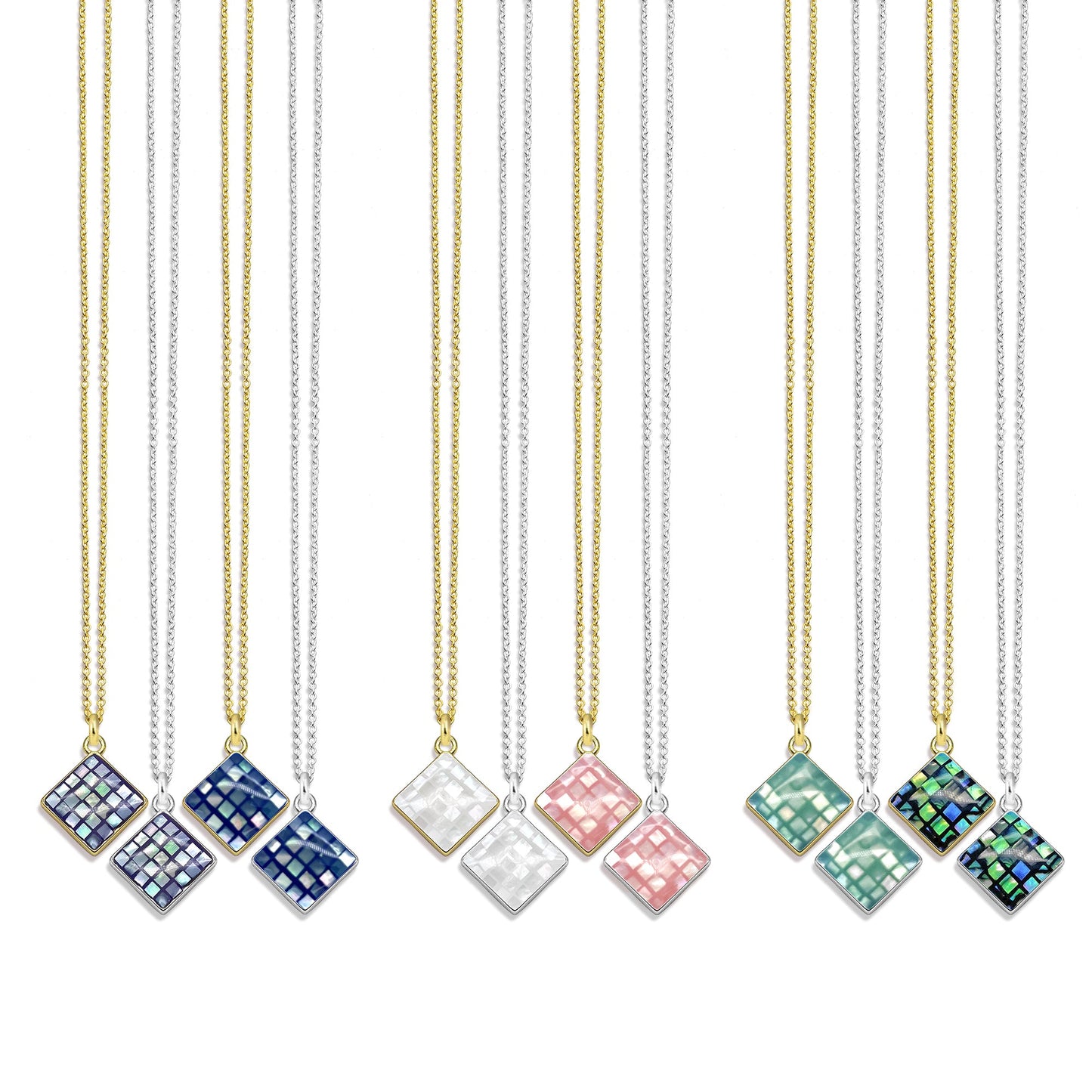 Shell Square Shape 14mm Single Bail Connector Charm Jewelry GemMartUSA