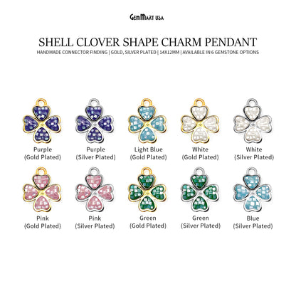 Clover shape Charm Shell 14x12mm Single Bail Connector Charm Jewelry GemMartUSA
