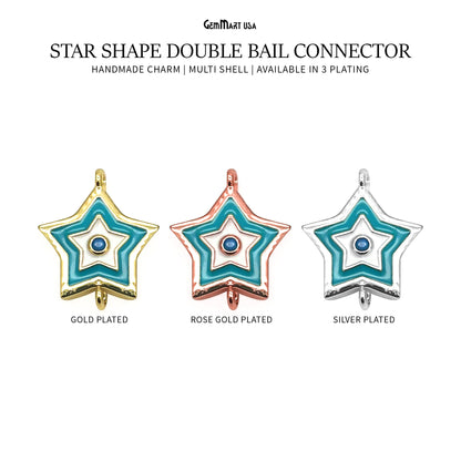 Multi Shell Star Shape Double Bail Charm Connector Jewelry GemMartUSA