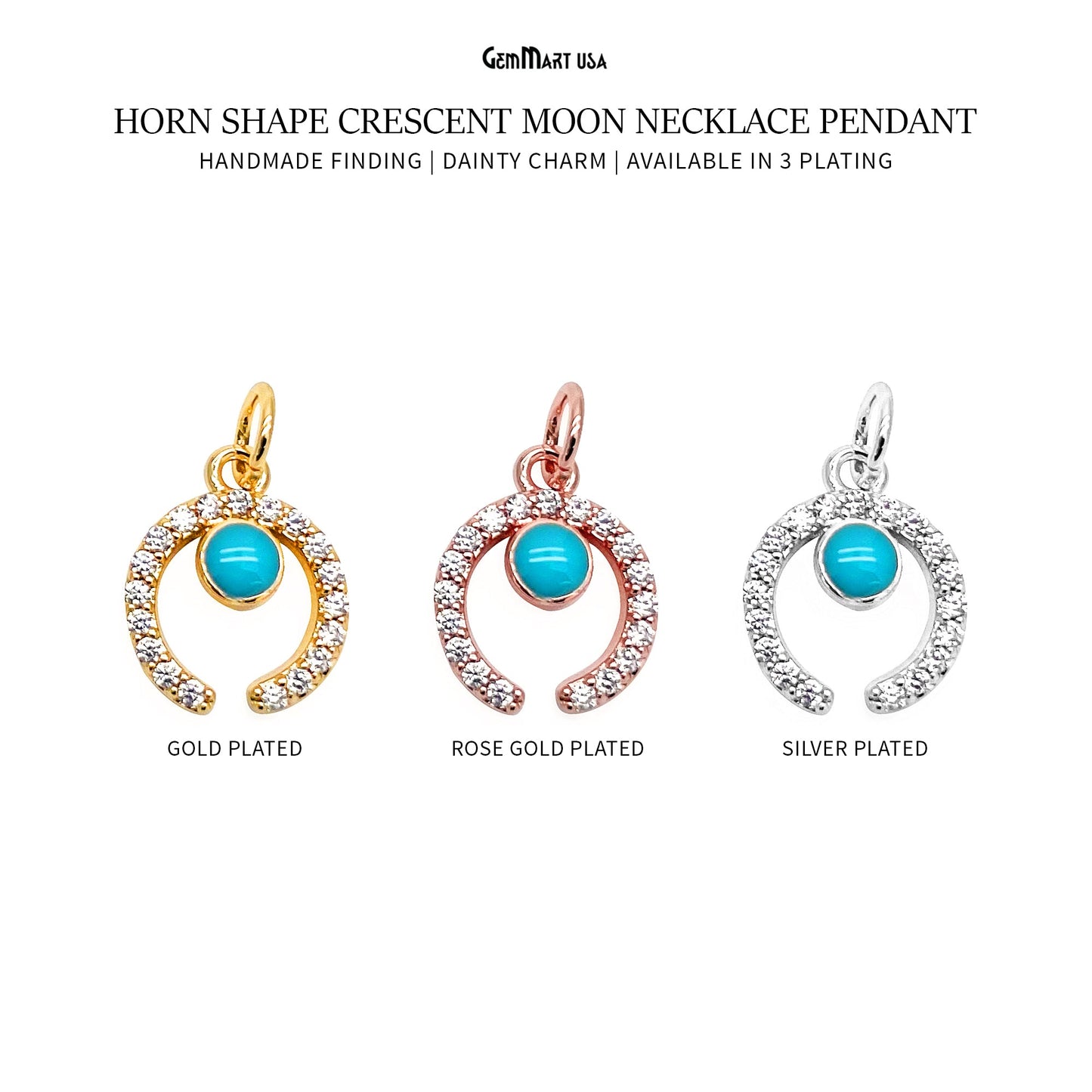 Horn Shape Charm Dainty Crescent Moon Necklace Pendant Jewelry GemMartUSA