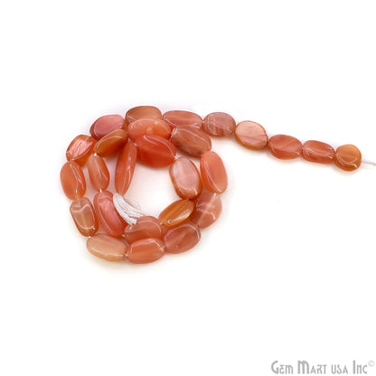 Peach Moonstone Tumble Beads Free Form Drilled Beads 9-13X6-7mm Waist Beads, Rondelle Bead Strand 13 Inch