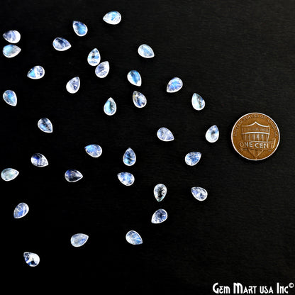 Rainbow Moonstone Pears Cabochon, 5x7mm, 5 Carats, 100% Natural Cabochon Loose Gems, Wholesale Gemstones