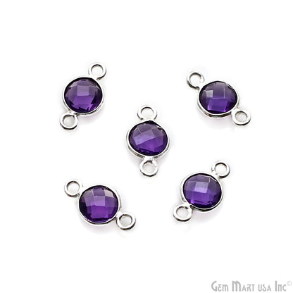 Round 6mm Double Bail Silver Plated Gemstone Bezel Connector