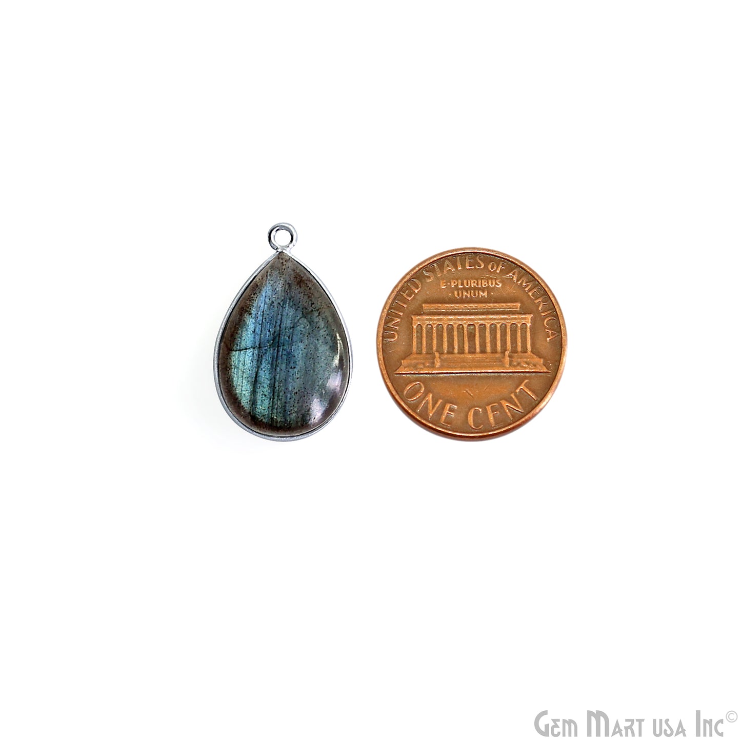 Flashy Labradorite Cabochon 13x18mm Pears Single Bail Silver Plated Gemstone Connector