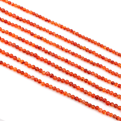 Carnelian Smooth Round Drilled Beads 4-5mm Waist Beads, Rondelle Bead Strand 13 Inch
