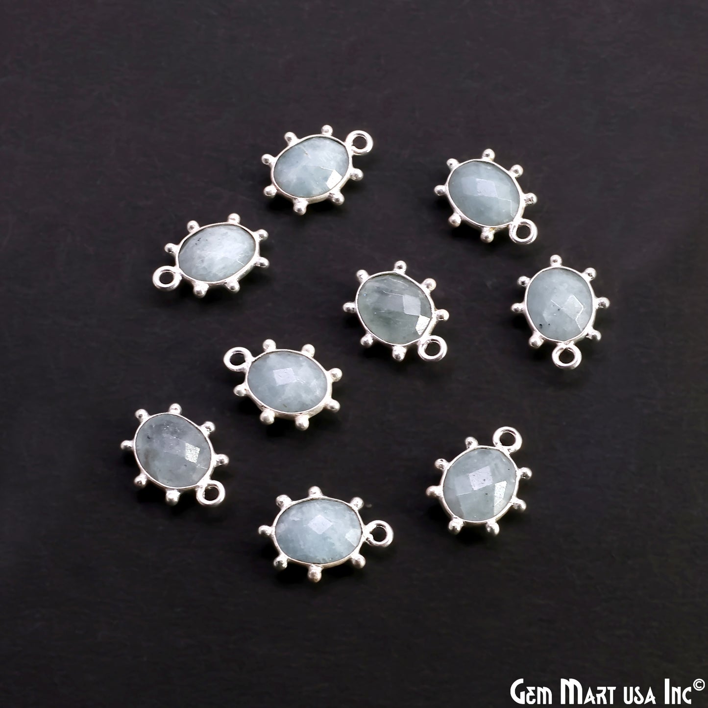 Oval 15x11mm Design Bezel Silver Plated Single Bail Gemstone Connector