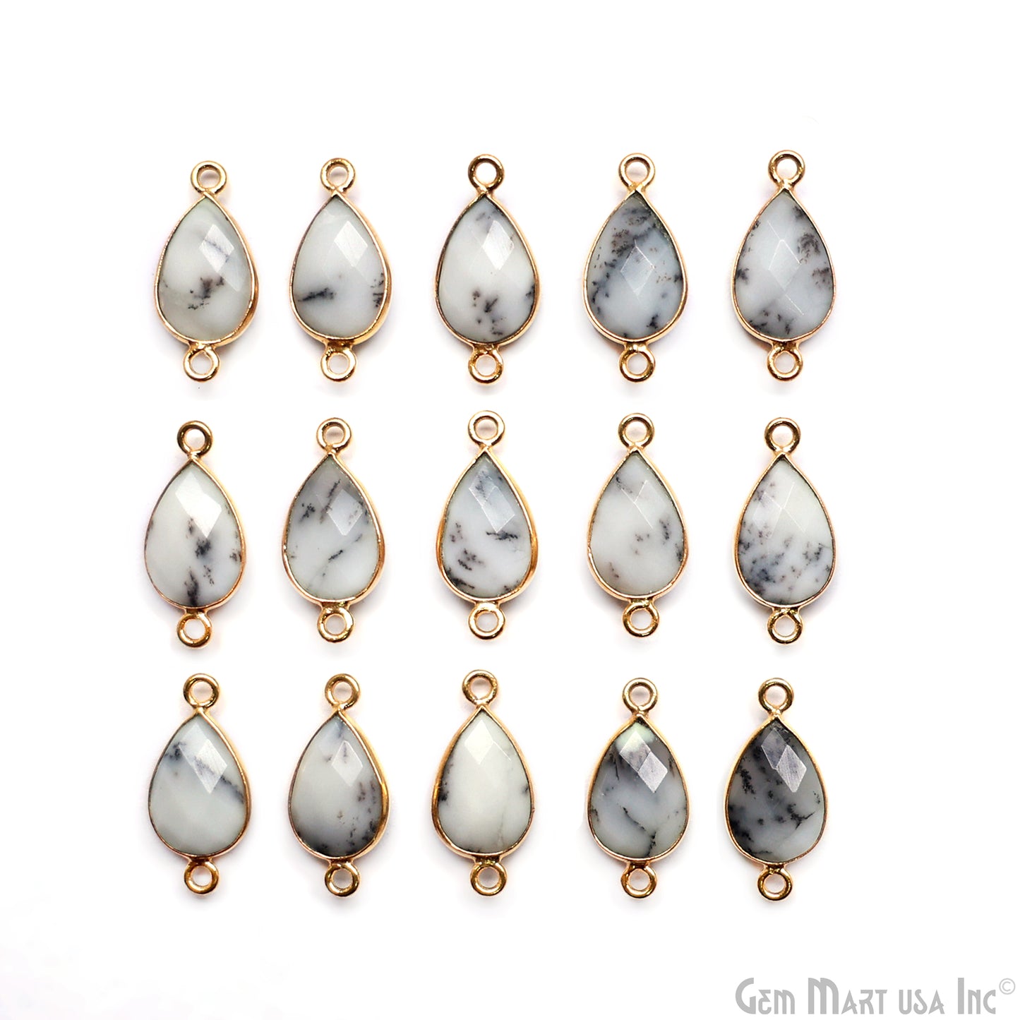 Pear Double Bail Gold Bezel 8x12mm Gemstone Connector