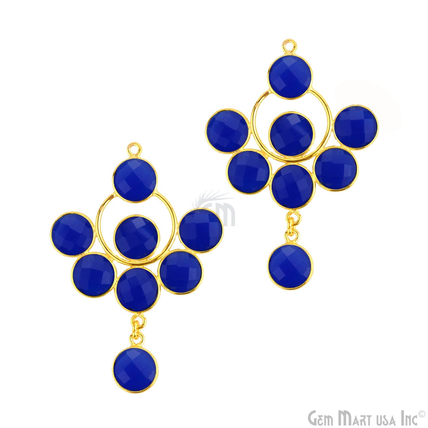 Ink Blue 49x33mm Gold Plated Gemstone Bezel Component