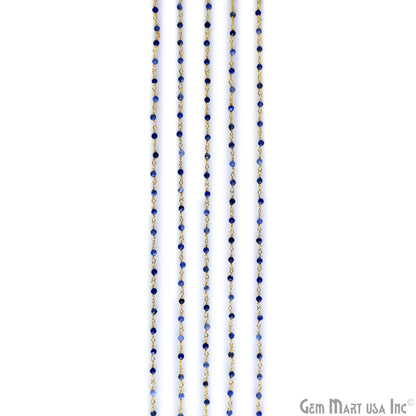 Sodalite 2-2.5mm Tiny Beads Gold Plated Wire Wrapped Rosary Chain