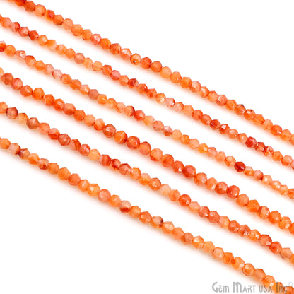 Shaded Carnelian Faceted Round Drilled Beads 5-7mm Waist Beads, Rondelle Bead Strand 13 Inch