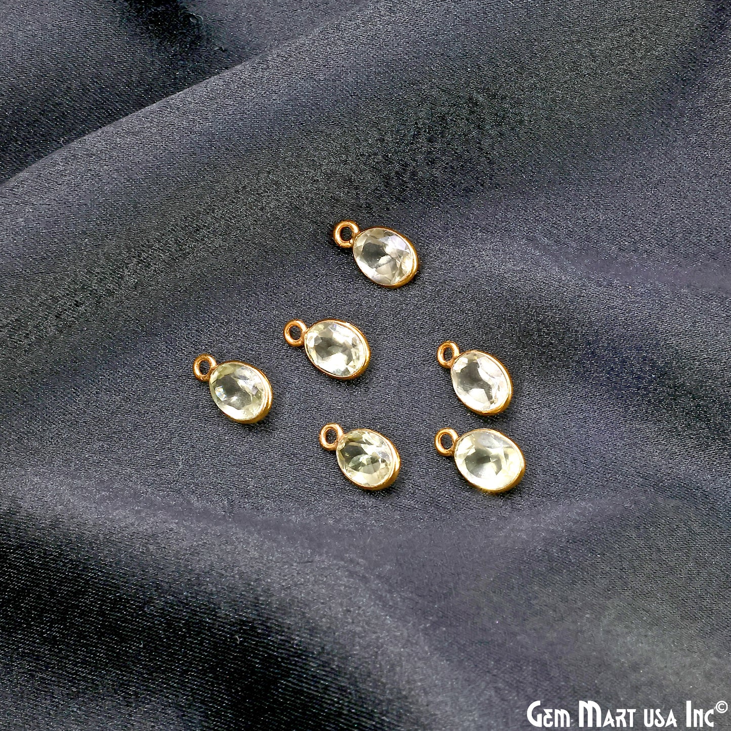 Oval 6x8mm Brilliant Cut Gold Plated Bezel Single Bail Connector