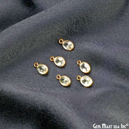 Oval 6x8mm Brilliant Cut Gold Plated Bezel Single Bail Connector
