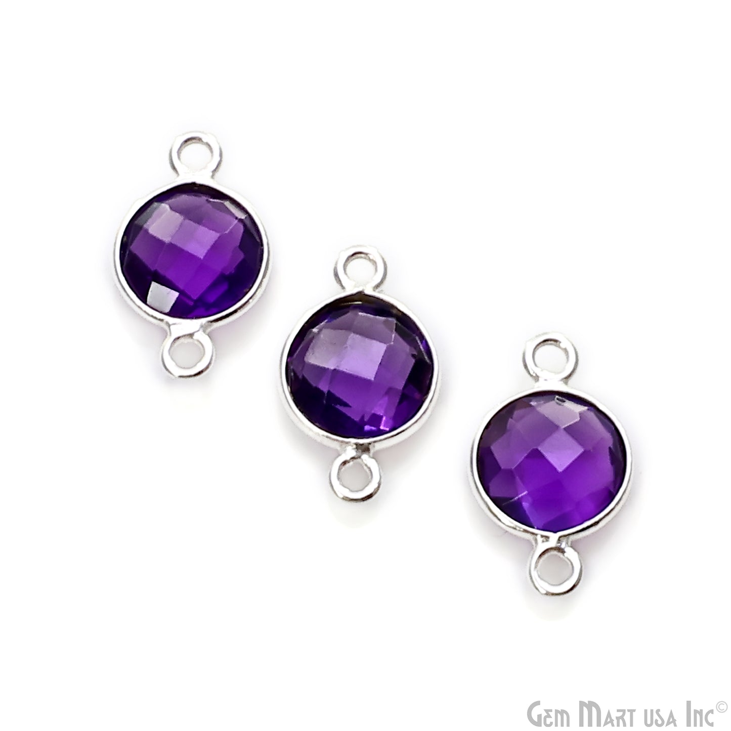 Round 8mm Double Bail Silver Plated Gemstone Connectors