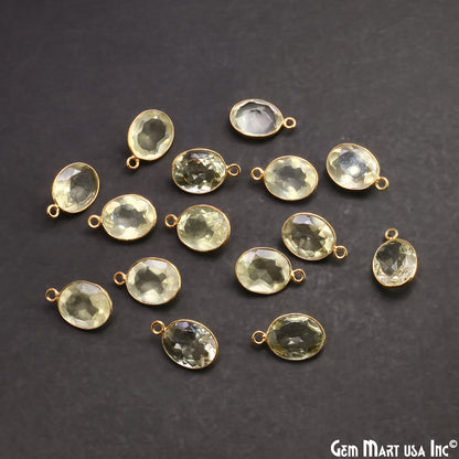 Lemon Topaz 10x12mm Oval Brilliant Cut Gold Plated Bezel Single Bail Connector