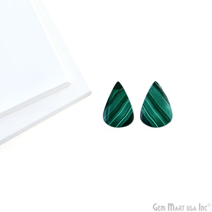 Malachite Pears Shape 27x17mm Loose Gemstone For Earring Pair