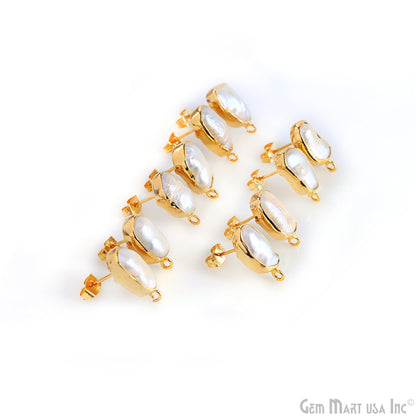 DIY Pearl 19x9mm Gold Electroplated Loop Connector Studs Earrings