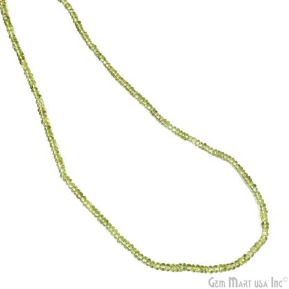 Peridot Rondelle Beads, 17 Inch Gemstone Strands, Drilled Strung Nugget Beads, Faceted Round, 3mm