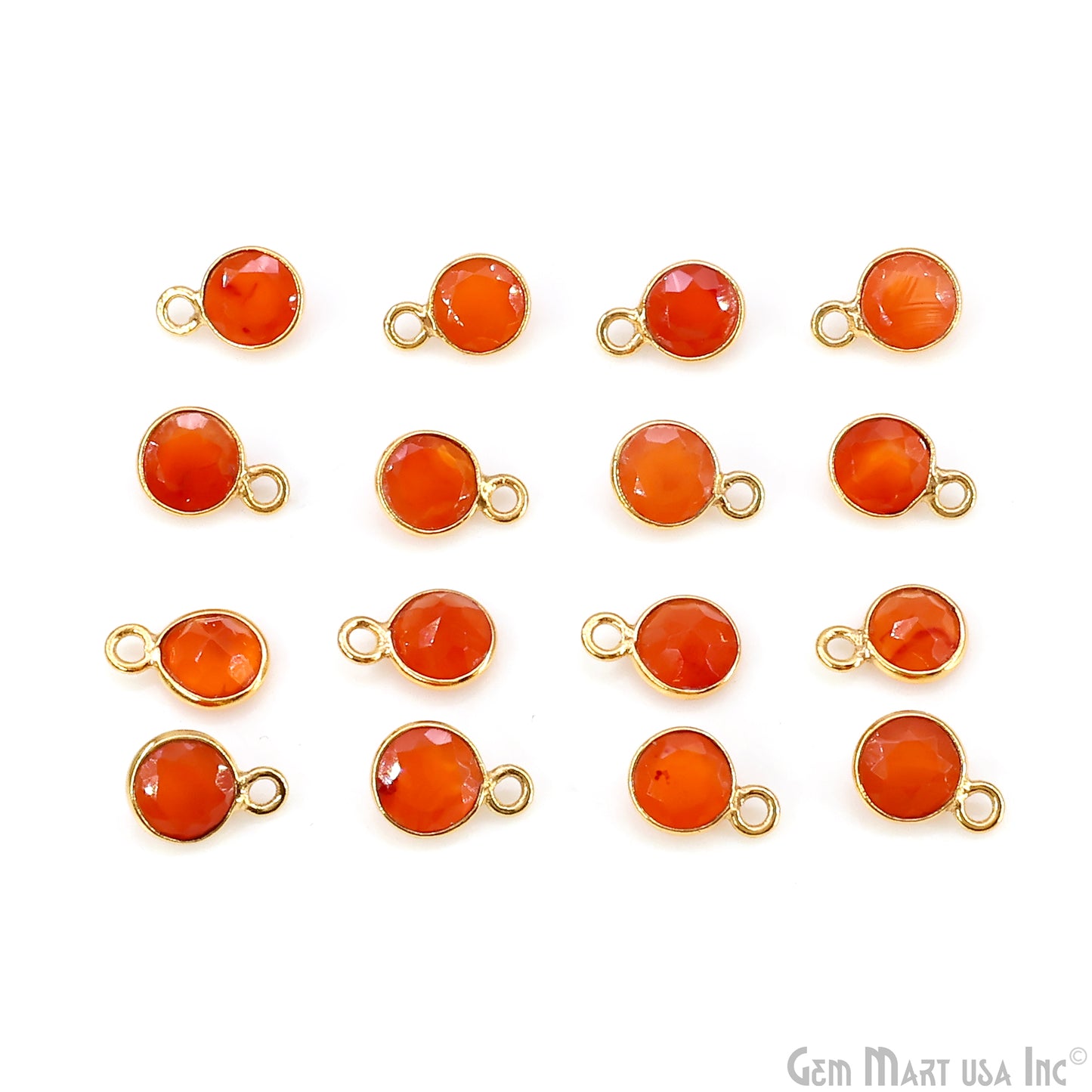 Round 6mm Brilliant Cut Gold Plated Bezel Single Bail Gemstone Connector