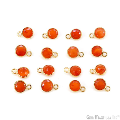 Round 6mm Brilliant Cut Gold Plated Bezel Single Bail Gemstone Connector