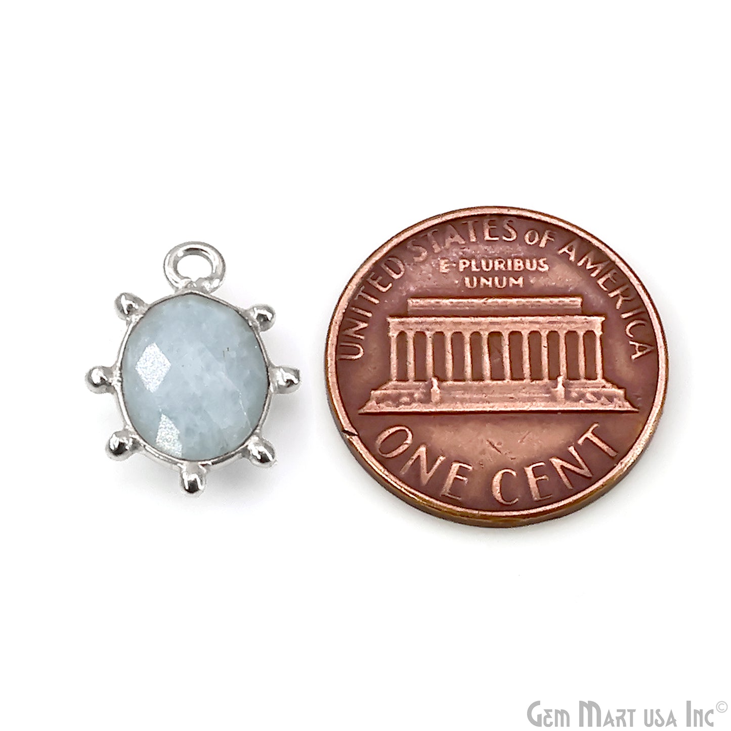 Oval 15x11mm Design Bezel Silver Plated Single Bail Gemstone Connector