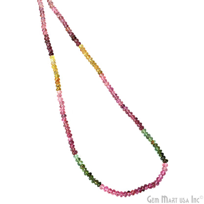 Multi Tourmaline Rondelle Beads, 17 Inch Gemstone Strands, Drilled Strung Nugget Beads, Faceted Round, 3mm