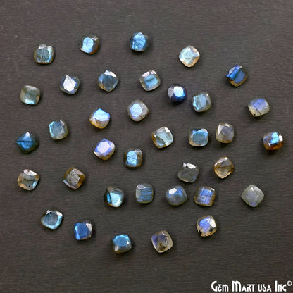 Labradorite Wholesale Gemstones, 100% Natural Semi-Precious Gems, Blue Flash Faceted Loose Gems, 7mm, Cushion, 5PC Lot