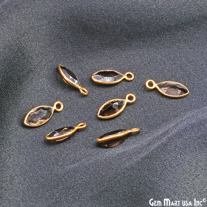 Smoky Topaz 5x10mm Marquise Brilliant Cut Gold Plated Bezel Single Bail Connector