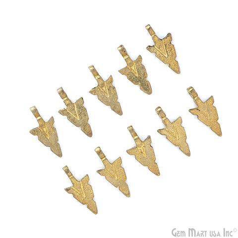 Brass Arrowhead Pendant Charm, Gold Plated Antique Tribal Boho Charms, Vintage Danger Triangle Jewelry Supply, Gothic Jewelry