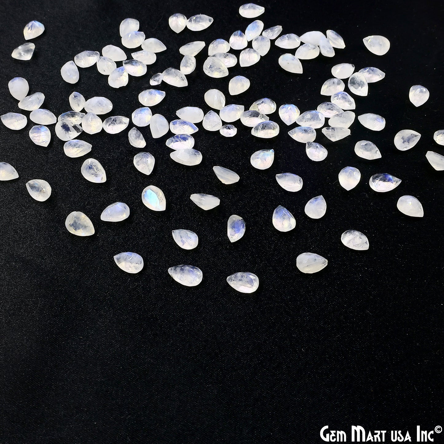 Rainbow Moonstone Wholesale Gemstones, 100% Natural Semi-Precious Gems, Rainbow Cabochons Loose Gems, 7x5mm, Pears, 10PC