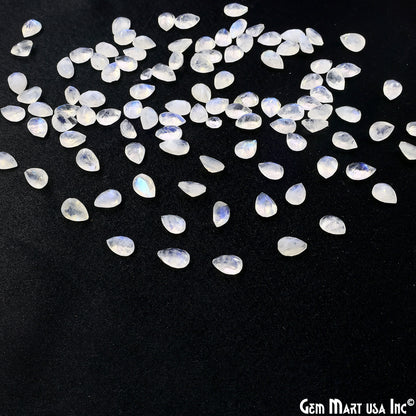 Rainbow Moonstone Wholesale Gemstones, 100% Natural Semi-Precious Gems, Rainbow Cabochons Loose Gems, 7x5mm, Pears, 10PC