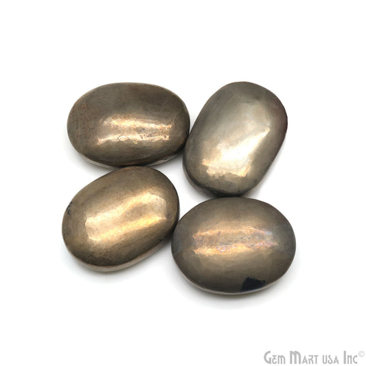 Natural Pyrite Oval Palm Stone Anti-Anxiety Crystals 66x48mm: Abundance & Protection